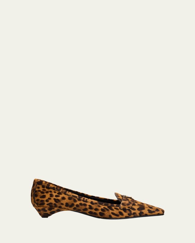 Leopard-Printed Calf Hair Loafers